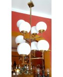 Lampadario in ottone ad otto bocce 