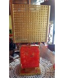 Lampada in ottone lucido con vetro di Murano rosso