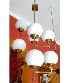 Lampadario in ottone ad otto bocce 